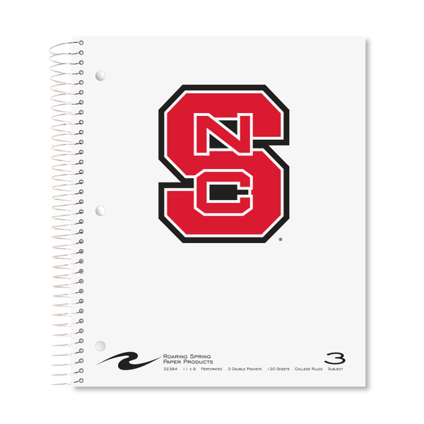 Imprinted 3 Subject Notebook - Whit